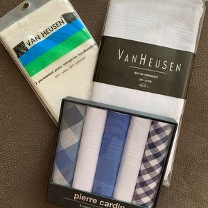Three packages of men’s handkerchiefs.